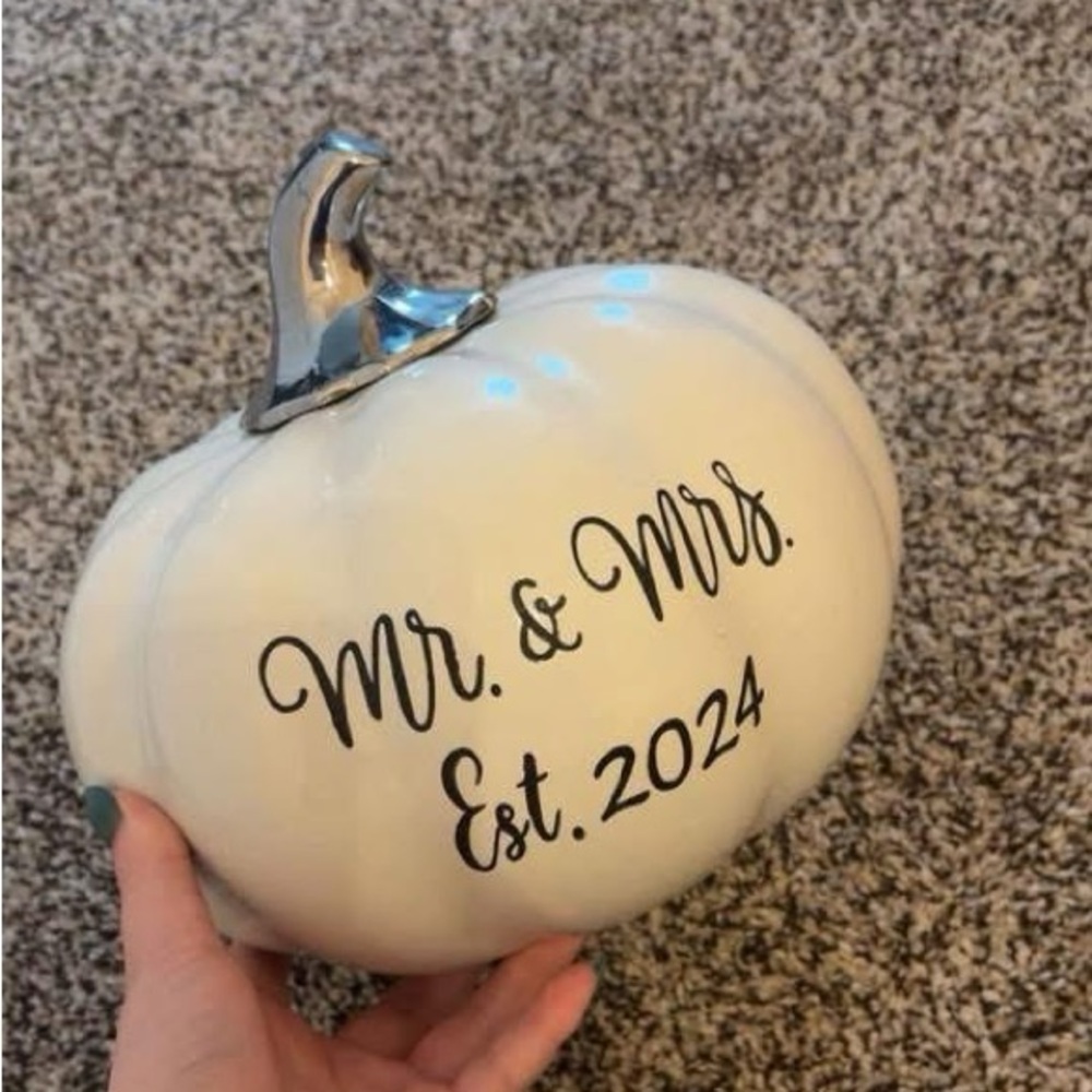 White Ceramic Pumpkin Decor